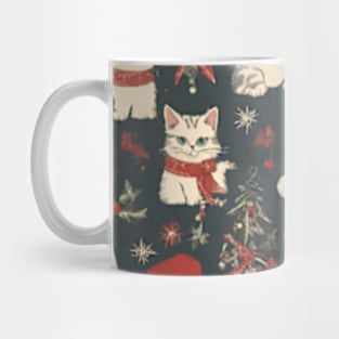 cute white kitten christmas pattern Mug